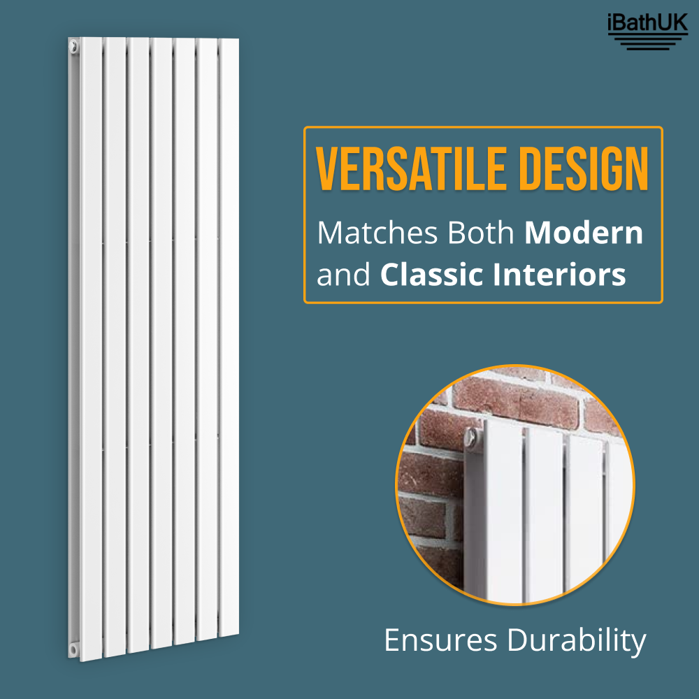 iBathUK Apex Vertical Double Slim Flat Panel Radiator, Designer Radiator, Vertical Radiators