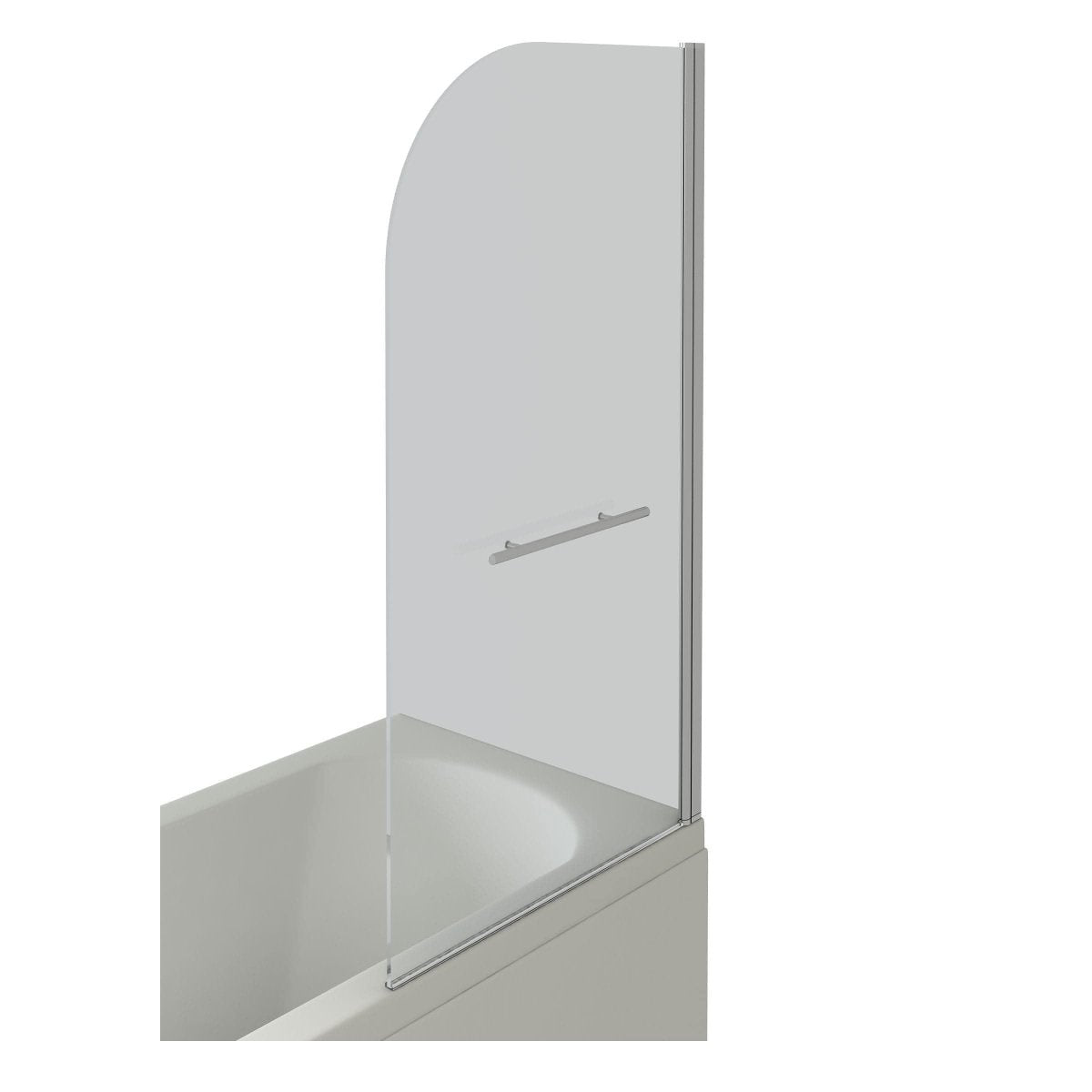 Modern Curved Edge Bath Screen With Towel Rail - 6mm Glass - 1400mm x 800mm - Chrome