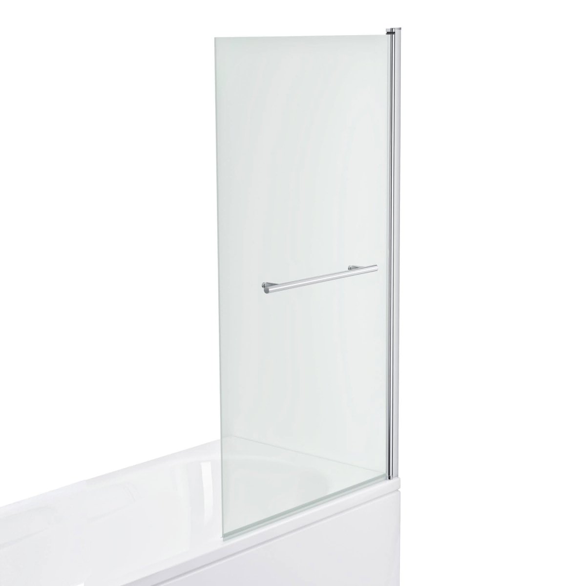 Modern Square Edge Bath Screen With Towel Rail - 6mm Glass - 1400mm x 800mm - Chrome