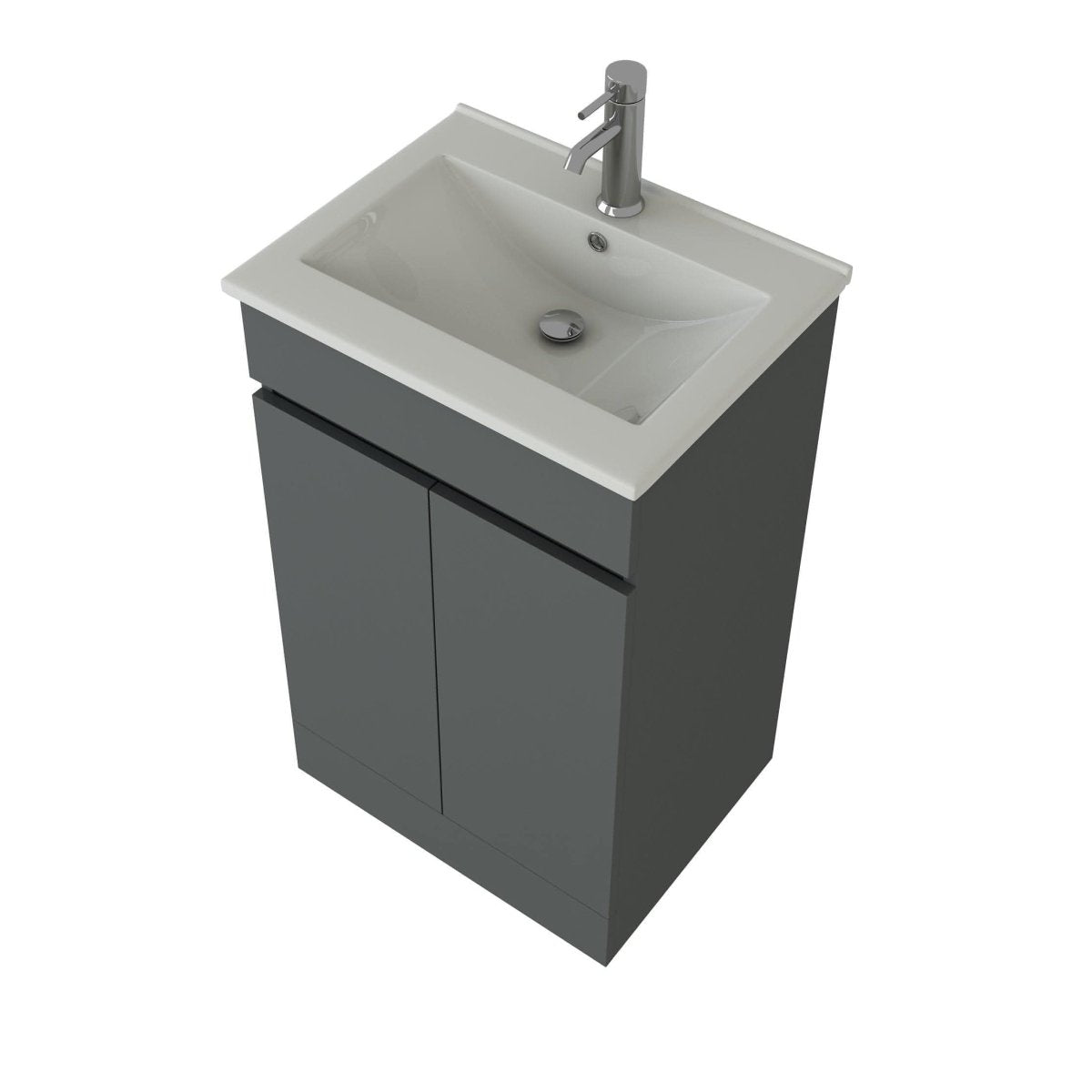 Modern 2 Door Floor Standing Vanity Unit With Basin - 1 TH