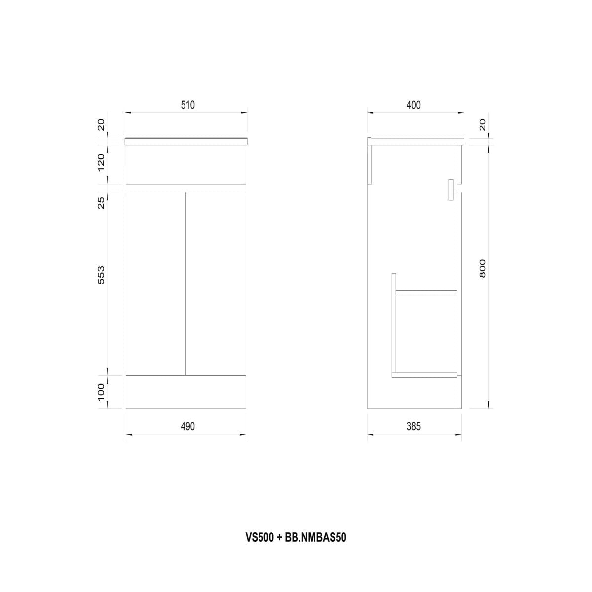 Modern 2 Door Floor Standing Vanity Unit With Basin - 1 TH