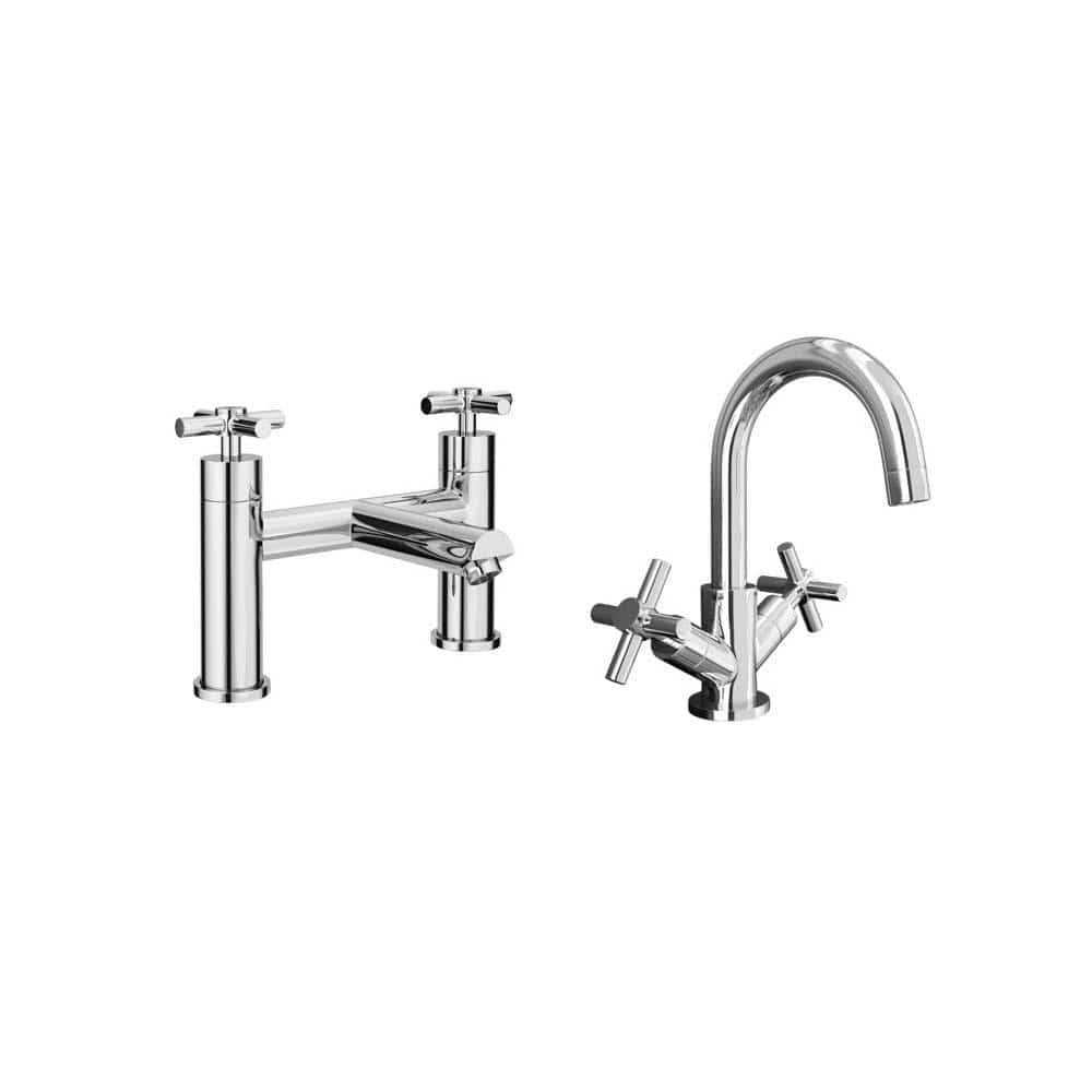 VeeBath Elmbridge Bath Basin Taps Set Designer Chrome Sink Mixer & Bath Filler