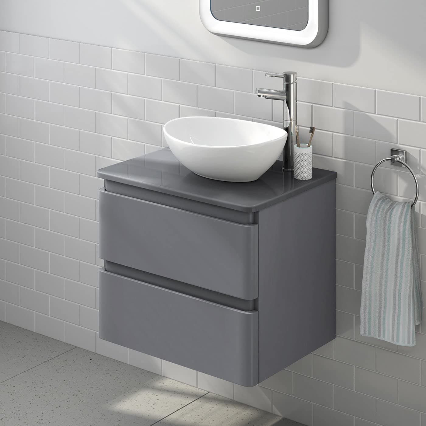 Modern Oval Ceramic Countertop Basin - 410mm x 335mm - Gloss White