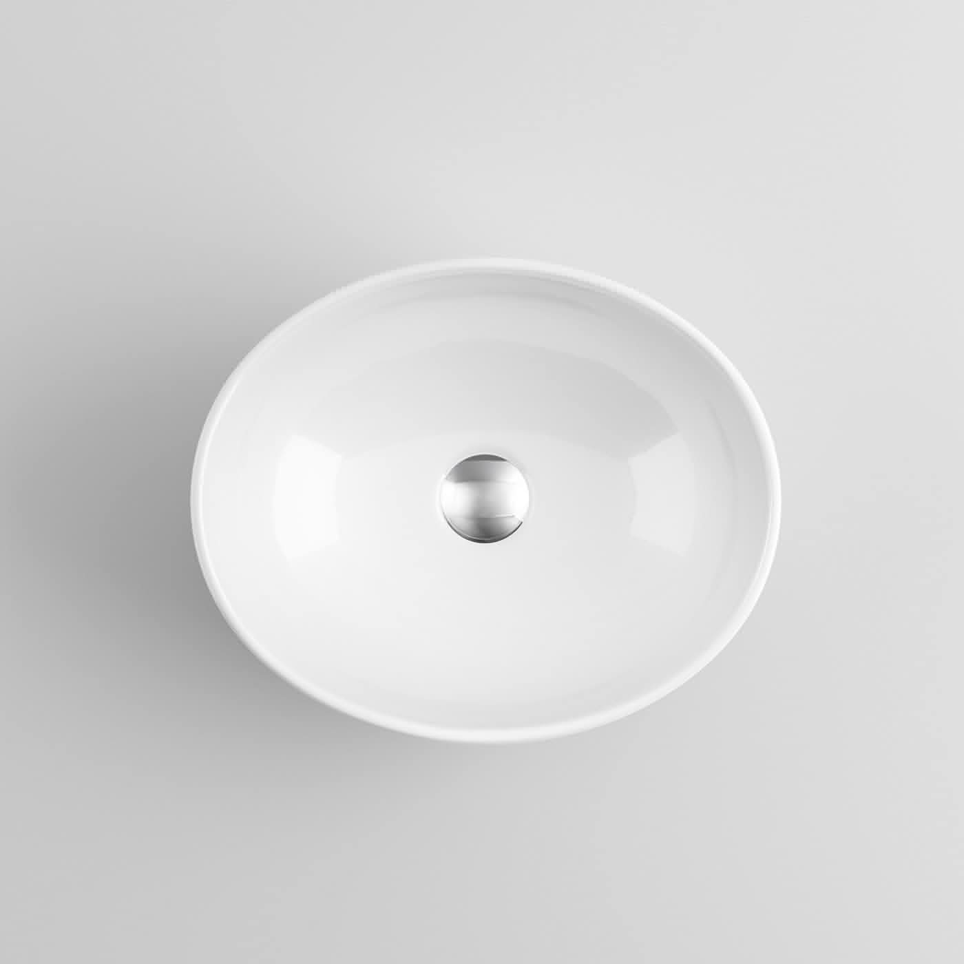 Modern Oval Ceramic Countertop Basin - 410mm x 335mm - Gloss White ...