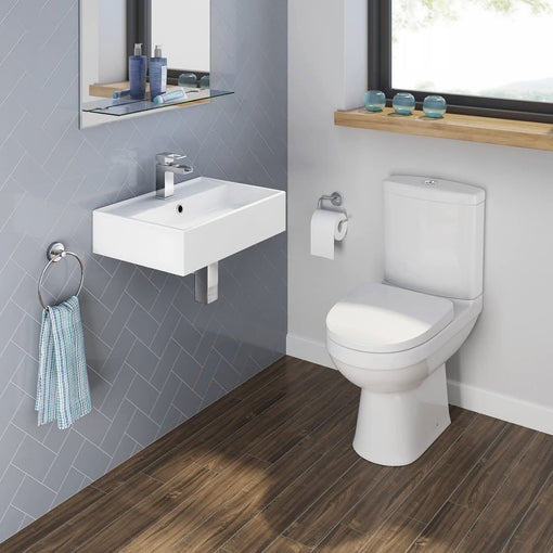 Modern Rectangular Ceramic Wall Hung Basin - 510mm x 360mm - Gloss White