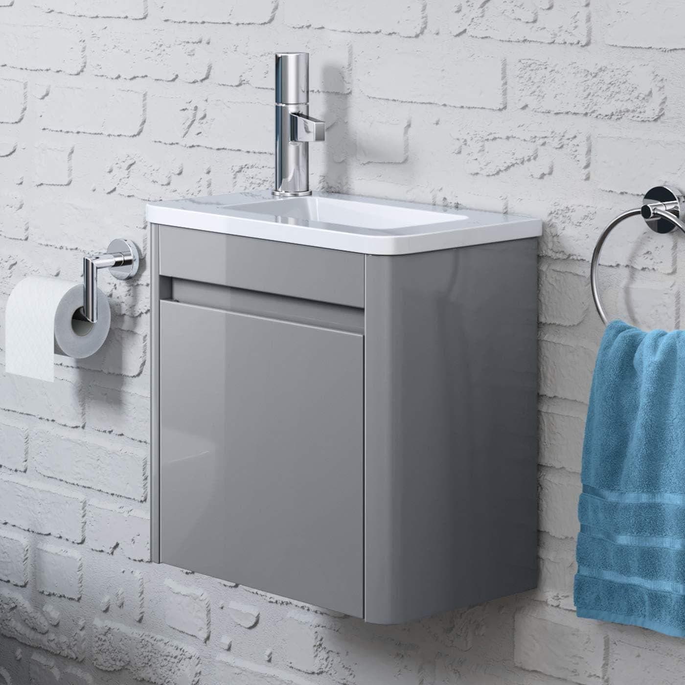 iBathUK Furniture > Vanity Units Grey LH iBathUK Vanity Unit Basin Sink Wall Hung Cloakroom RH LH Storage Unit Grey White