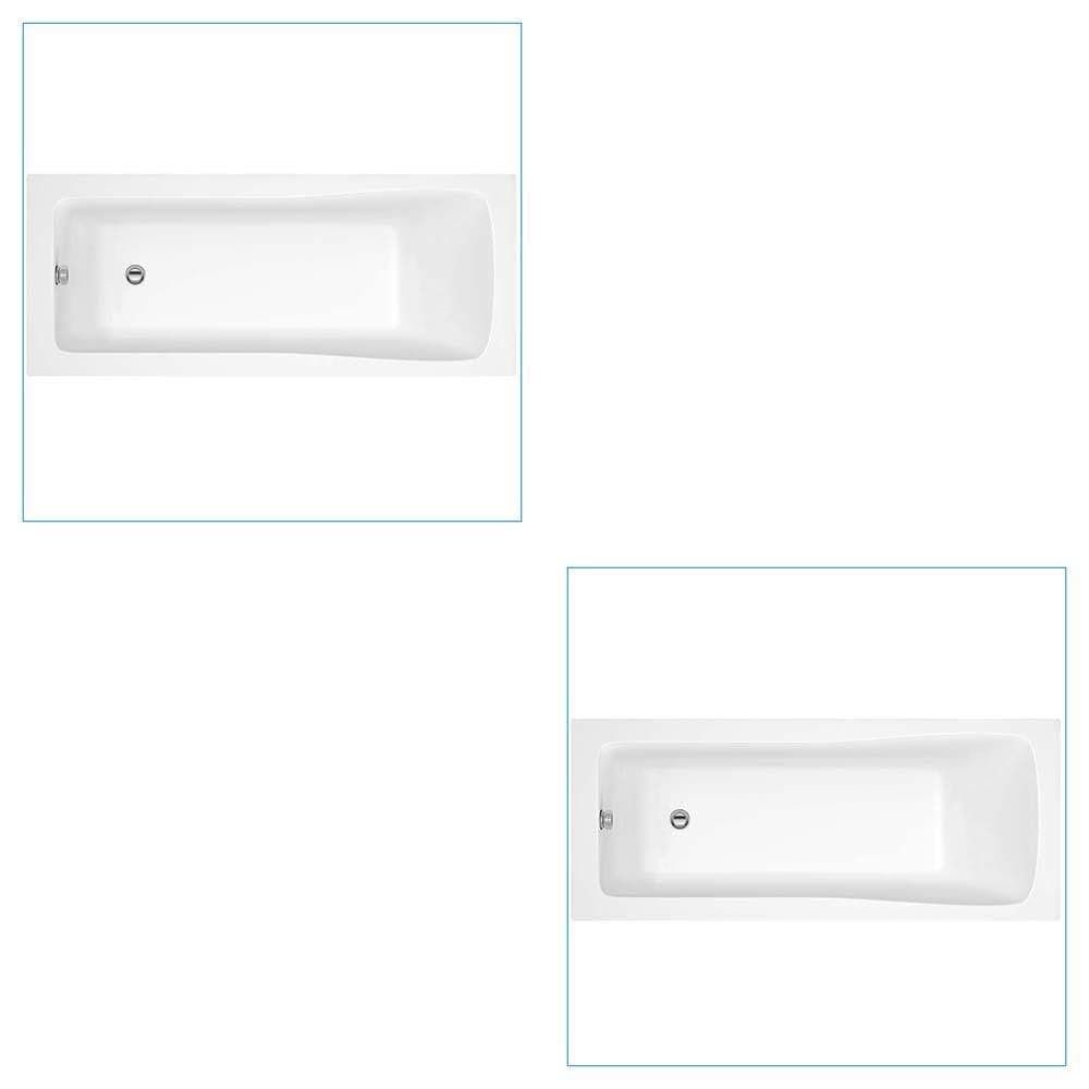 Modern Bathroom Bathtub Double Ended Square Acrylic White Gloss Adjust -  Bathroom4Less