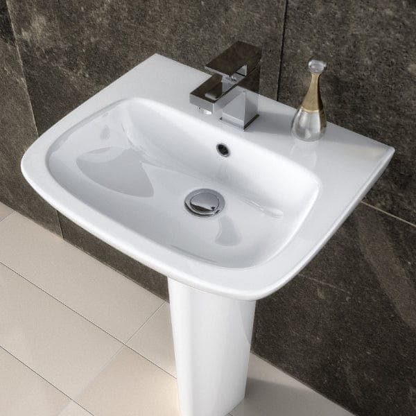 Nuie Full Pedestal Basins,Modern Basins Nuie Ambrose 450mm Basin With Full Pedestal - 1 TH - White