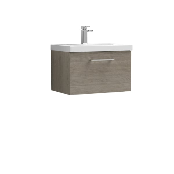 Nuie Wall Hung Vanity Units,Modern Vanity Units,Basins With Wall Hung Vanity Units,Nuie Solace Oak Nuie Arno 1 Drawer Wall Hung Vanity Unit With Basin-3 600mm Wide