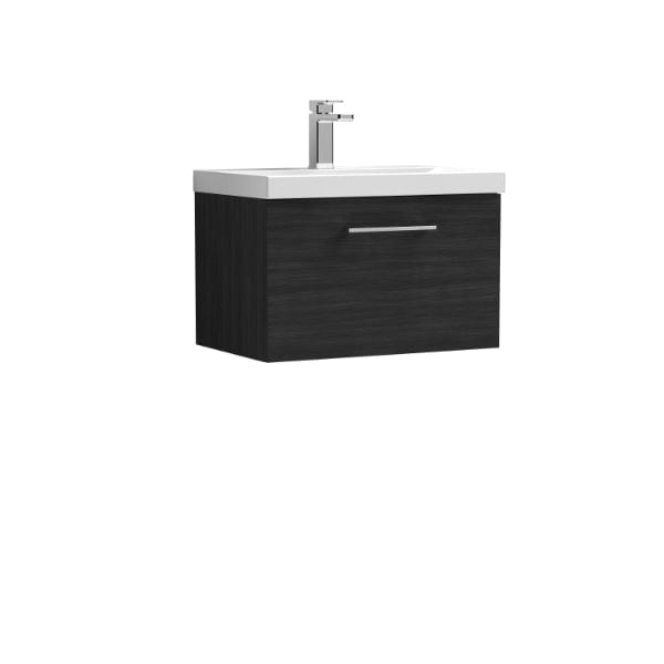 Nuie Wall Hung Vanity Units,Modern Vanity Units,Basins With Wall Hung Vanity Units,Nuie Charcoal Black Nuie Arno 1 Drawer Wall Hung Vanity Unit With Basin-3 600mm Wide