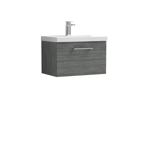 Nuie Wall Hung Vanity Units,Modern Vanity Units,Basins With Wall Hung Vanity Units,Nuie Anthracite Nuie Arno 1 Drawer Wall Hung Vanity Unit With Basin-3 600mm Wide