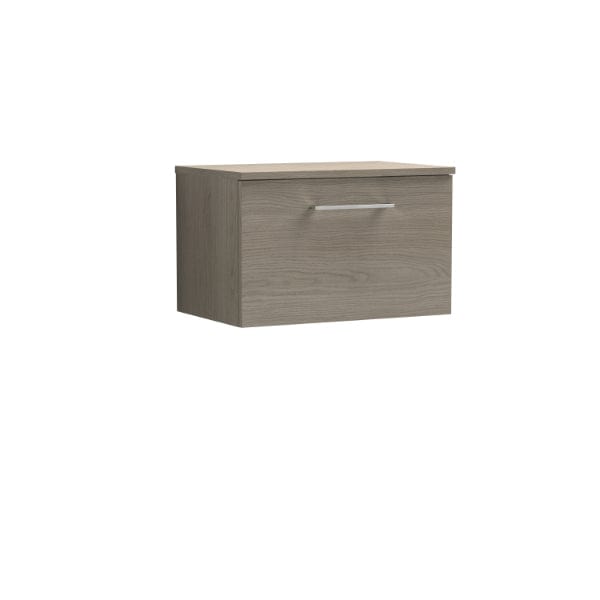 Nuie Wall Hung Vanity Units,Modern Vanity Units,Basins With Wall Hung Vanity Units,Nuie Solace Oak Nuie Arno 1 Drawer Wall Hung Vanity Unit With Worktop 600mm Wide