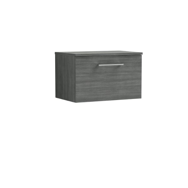 Nuie Wall Hung Vanity Units,Modern Vanity Units,Basins With Wall Hung Vanity Units, Nuie Anthracite Nuie Arno 1 Drawer Wall Hung Vanity Unit With Worktop 600mm Wide