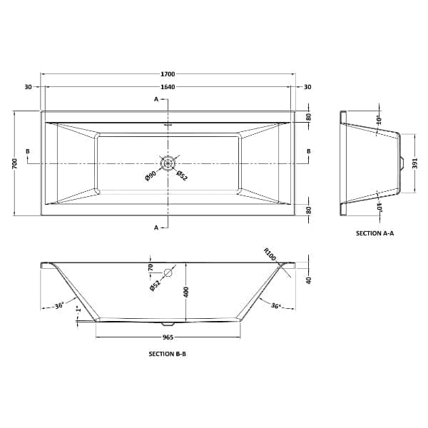 Nuie Double Ended Baths,Nuie,Standard Baths Nuie Asselby Double Ended Bath - White