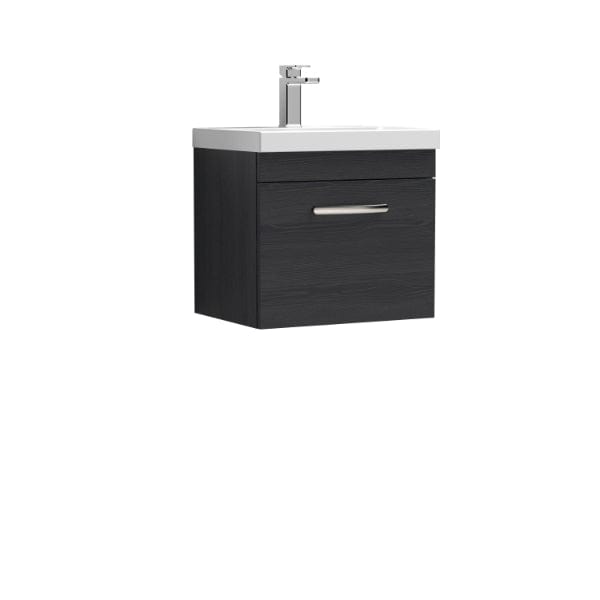 Nuie Wall Hung Vanity Units,Modern Vanity Units,Basins With Wall Hung Vanity Units,Nuie Charcoal Black Nuie Athena 1 Drawer Wall Hung Vanity Unit With Basin-1 500mm Wide