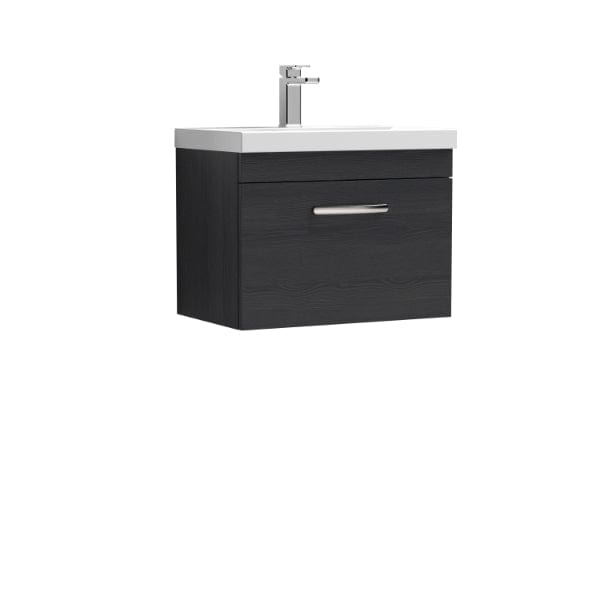 Nuie Wall Hung Vanity Units,Modern Vanity Units,Basins With Wall Hung Vanity Units,Nuie Charcoal Black Nuie Athena 1 Drawer Wall Hung Vanity Unit With Basin-4 600mm Wide