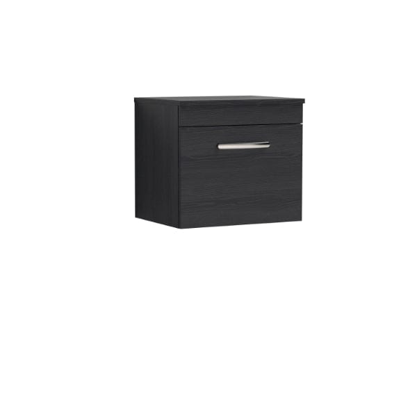 Nuie Wall Hung Vanity Units,Modern Vanity Units,Basins With Wall Hung Vanity Units,Nuie Charcoal Black Nuie Athena 1 Drawer Wall Hung Vanity Unit With Worktop 500mm Wide