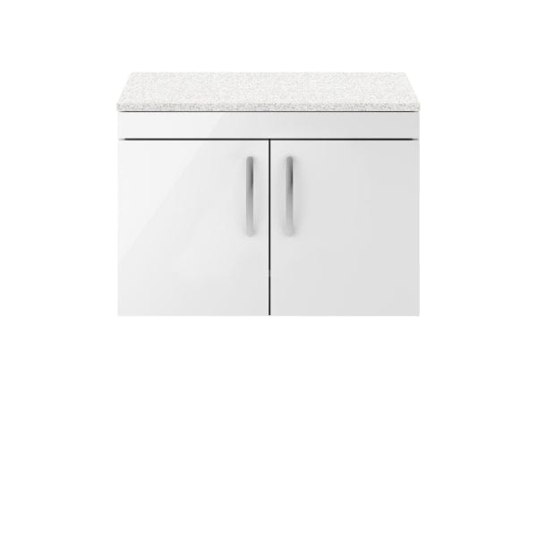 Nuie Wall Hung Vanity Units,Modern Vanity Units,Basins With Wall Hung Vanity Units,Nuie Gloss White / Sparkling White Worktop Nuie Athena 2 Door Wall Hung Vanity Unit 800mm Wide