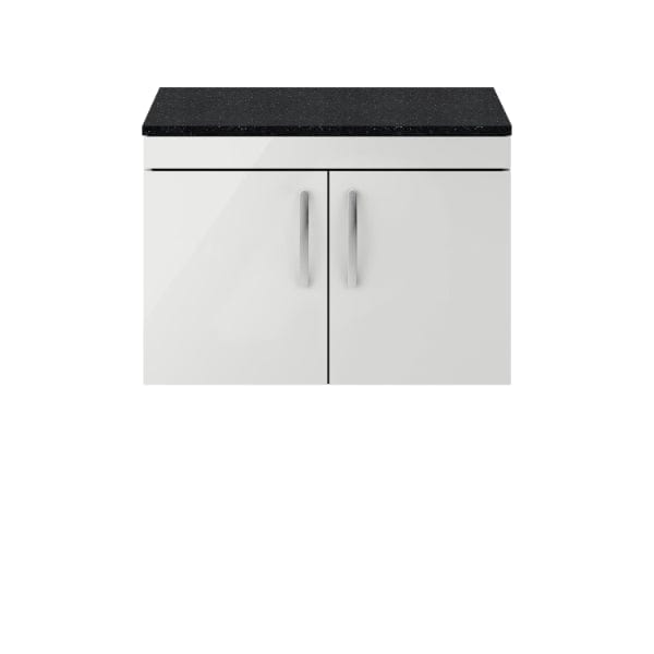 Nuie Wall Hung Vanity Units,Modern Vanity Units,Basins With Wall Hung Vanity Units,Nuie Gloss Grey Mist / Sparkling Black Worktop Nuie Athena 2 Door Wall Hung Vanity Unit 800mm Wide