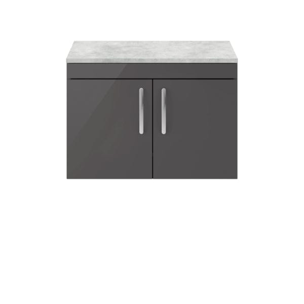 Nuie Wall Hung Vanity Units,Modern Vanity Units,Basins With Wall Hung Vanity Units,Nuie Gloss Grey / Bellato Grey Worktop Nuie Athena 2 Door Wall Hung Vanity Unit 800mm Wide