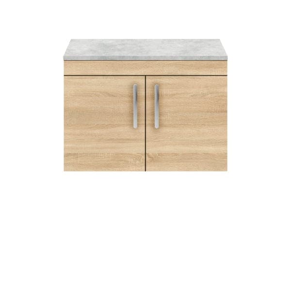 Nuie Wall Hung Vanity Units,Modern Vanity Units,Basins With Wall Hung Vanity Units,Nuie Natural Oak / Bellato Grey Worktop Nuie Athena 2 Door Wall Hung Vanity Unit 800mm Wide