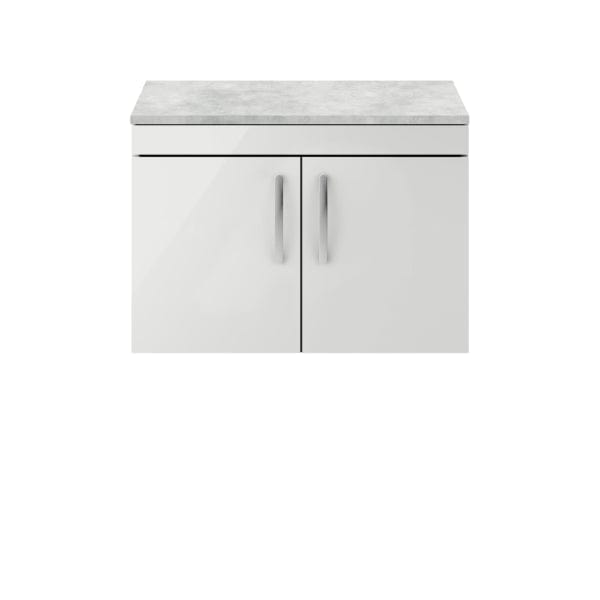 Nuie Wall Hung Vanity Units,Modern Vanity Units,Basins With Wall Hung Vanity Units,Nuie Gloss Grey Mist / Bellato Grey Worktop Nuie Athena 2 Door Wall Hung Vanity Unit 800mm Wide