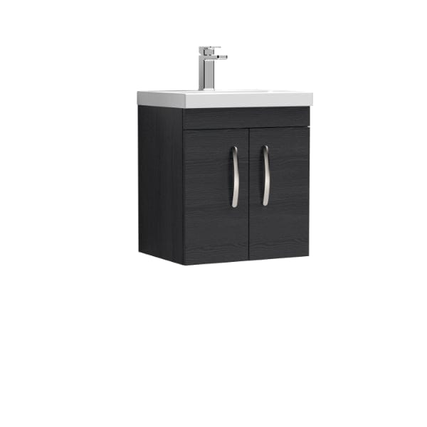 Nuie Wall Hung Vanity Units,Modern Vanity Units,Basins With Wall Hung Vanity Units,Nuie Charcoal Black Nuie Athena 2 Door Wall Hung Vanity Unit With Basin-2 500mm Wide