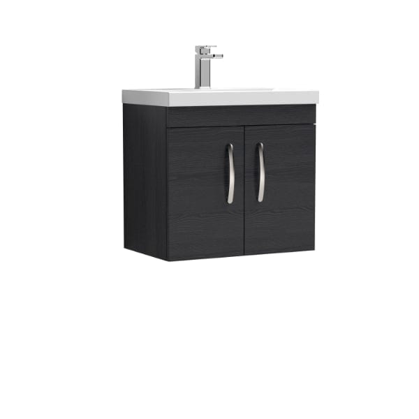 Nuie Wall Hung Vanity Units,Modern Vanity Units,Basins With Wall Hung Vanity Units,Nuie Charcoal Black Nuie Athena 2 Door Wall Hung Vanity Unit With Basin-3 600mm Wide