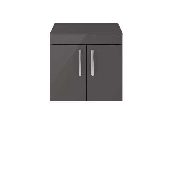 Nuie Wall Hung Vanity Units,Modern Vanity Units,Basins With Wall Hung Vanity Units,Nuie Gloss Grey Nuie Athena 2 Door Wall Hung Vanity Unit With Worktop 600mm Wide