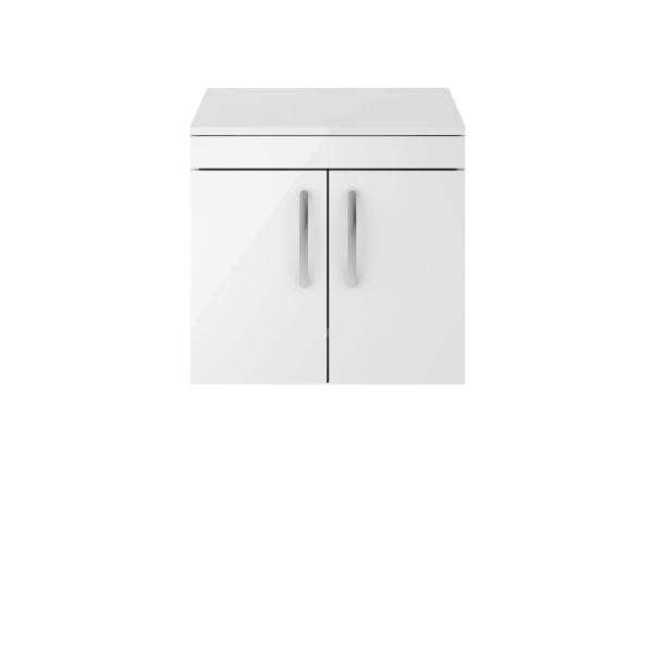 Nuie Wall Hung Vanity Units,Modern Vanity Units,Basins With Wall Hung Vanity Units,Nuie Gloss White Nuie Athena 2 Door Wall Hung Vanity Unit With Worktop 600mm Wide