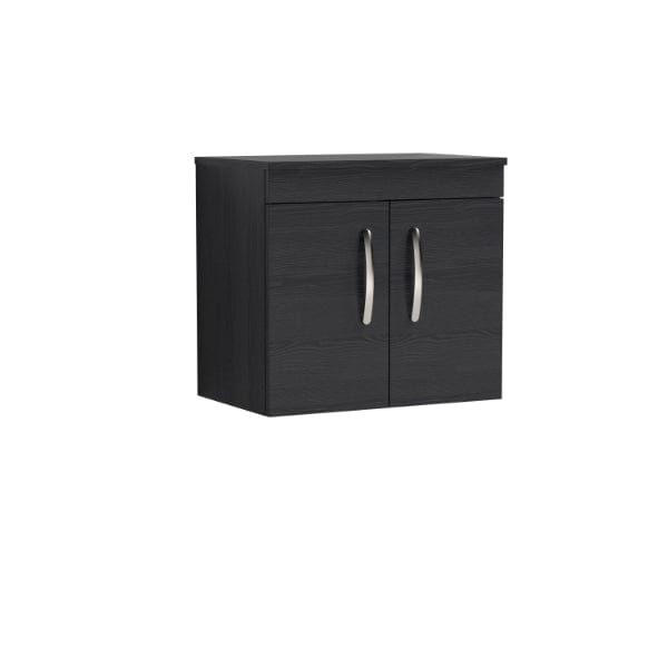 Nuie Wall Hung Vanity Units,Modern Vanity Units,Basins With Wall Hung Vanity Units,Nuie Charcoal Black Nuie Athena 2 Door Wall Hung Vanity Unit With Worktop 600mm Wide