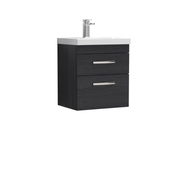 Nuie Wall Hung Vanity Units,Modern Vanity Units,Basins With Wall Hung Vanity Units, Nuie Charcoal Black Nuie Athena 2 Drawer Wall Hung Vanity Unit With Basin-3 500mm Wide