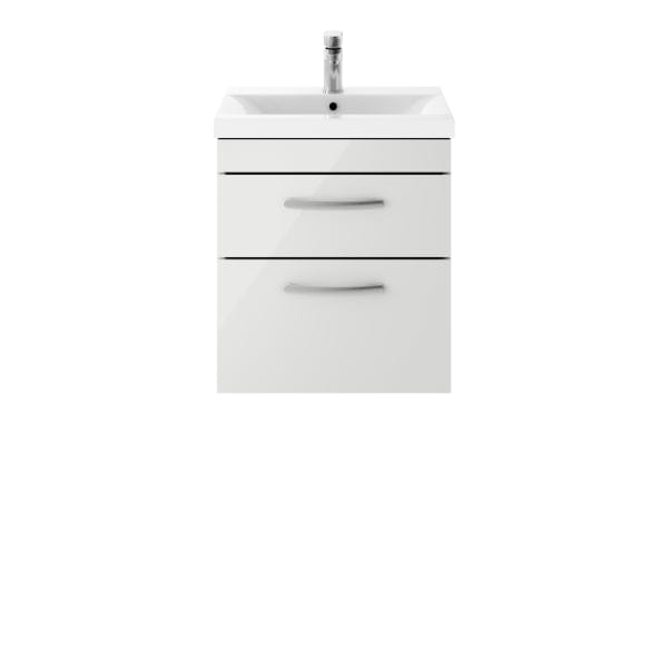 Nuie Wall Hung Vanity Units,Modern Vanity Units,Basins With Wall Hung Vanity Units,Nuie Gloss Grey Mist Nuie Athena 2 Drawer Wall Hung Vanity Unit With Basin-3 500mm Wide
