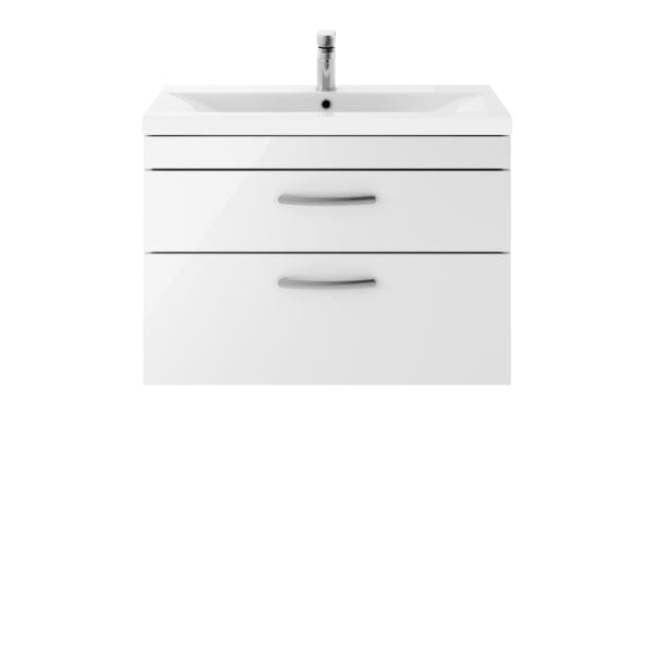 Nuie Wall Hung Vanity Units,Modern Vanity Units,Basins With Wall Hung Vanity Units,Nuie Gloss White Nuie Athena 2 Drawer Wall Hung Vanity Unit With Basin-4 800mm Wide