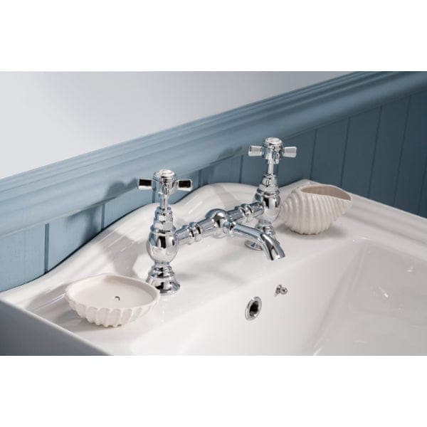 Nuie Beaumont Luxury 2 Hole Basin Mixer Tap Chrome Bathroom4Less