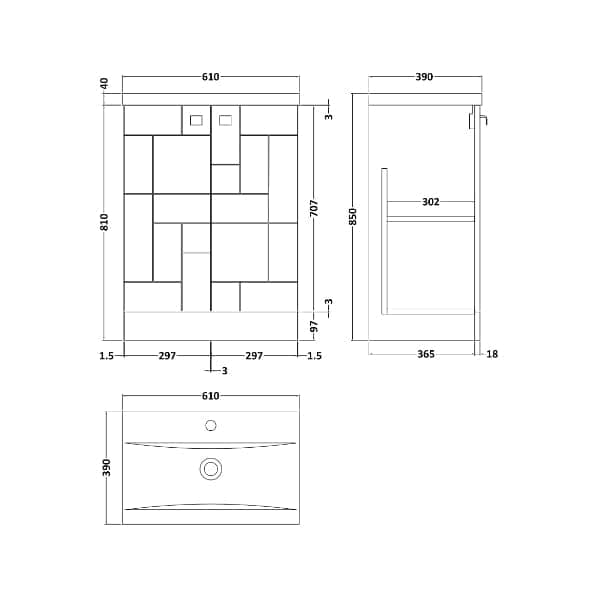 Nuie Floor Standing Vanity Units,Modern Vanity Units,Basins With Floor Standing Vanity Units,Nuie Nuie Blocks 2 Door Floorstanding Vanity Unit With Basin-1 600mm Wide