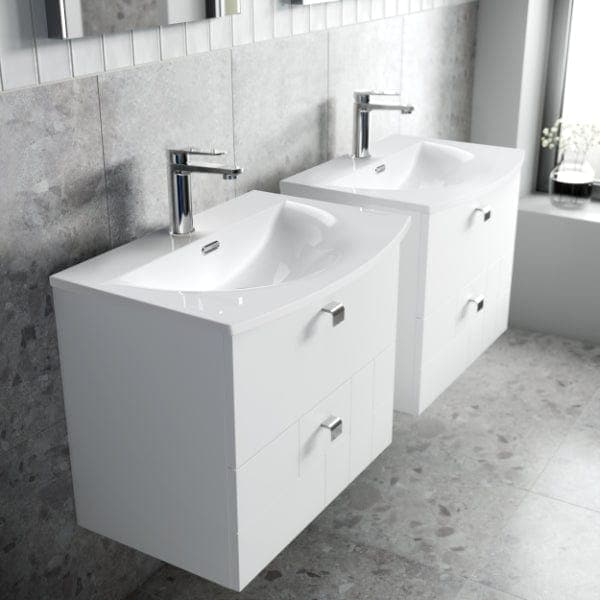 Nuie Wall Hung Vanity Units,Modern Vanity Units,Basins With Wall Hung Vanity Units,Nuie Nuie Blocks 2 Drawer Wall Hung Vanity Unit With Basin-1 500mm Wide