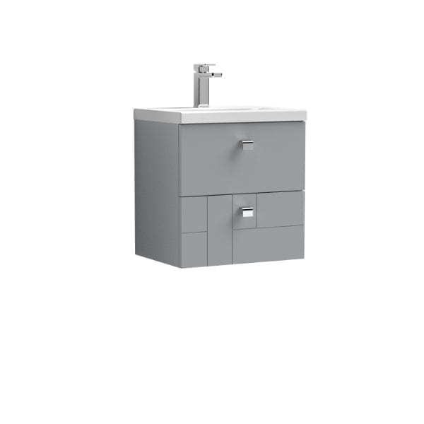 Nuie Wall Hung Vanity Units,Modern Vanity Units,Basins With Wall Hung Vanity Units,Nuie Satin Grey Nuie Blocks 2 Drawer Wall Hung Vanity Unit With Basin-1 500mm Wide