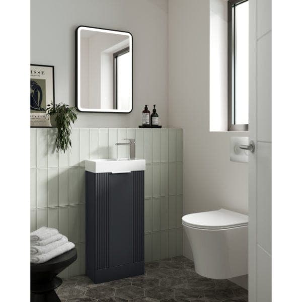 Nuie Floor Standing Vanity Units,Modern Vanity Units,Basins With Floor Standing Vanity Units,Nuie Nuie Deco 1-Door Compact Floorstanding Vanity Unit With Basin 400mm Wide