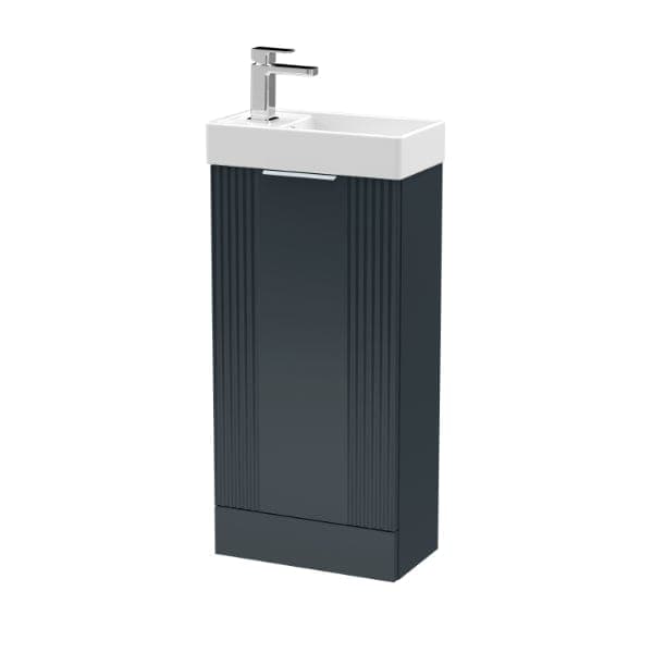 Nuie Floor Standing Vanity Units,Modern Vanity Units,Basins With Floor Standing Vanity Units, Nuie Satin Anthracite Nuie Deco 1-Door Compact Floorstanding Vanity Unit With Basin 400mm Wide