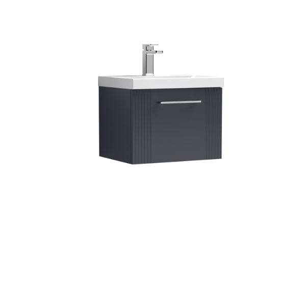 Nuie Wall Hung Vanity Units,Modern Vanity Units,Basins With Wall Hung Vanity Units,Nuie Satin Anthracite Nuie Deco 1 Drawer Wall Hung Vanity Unit With Basin-2 500mm Wide