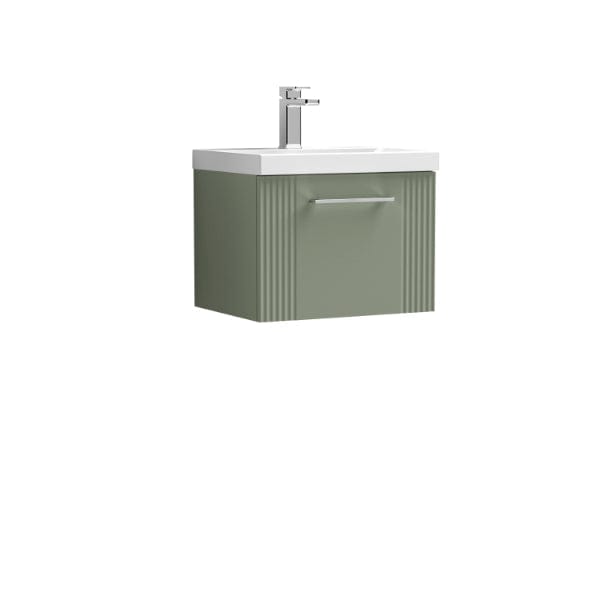 Nuie Wall Hung Vanity Units,Modern Vanity Units,Basins With Wall Hung Vanity Units,Nuie Satin Reed Green Nuie Deco 1 Drawer Wall Hung Vanity Unit With Basin-2 500mm Wide