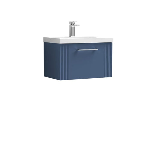 Nuie Wall Hung Vanity Units,Modern Vanity Units,Basins With Wall Hung Vanity Units, Nuie Satin Blue Nuie Deco 1 Drawer Wall Hung Vanity Unit With Basin-3 600mm Wide