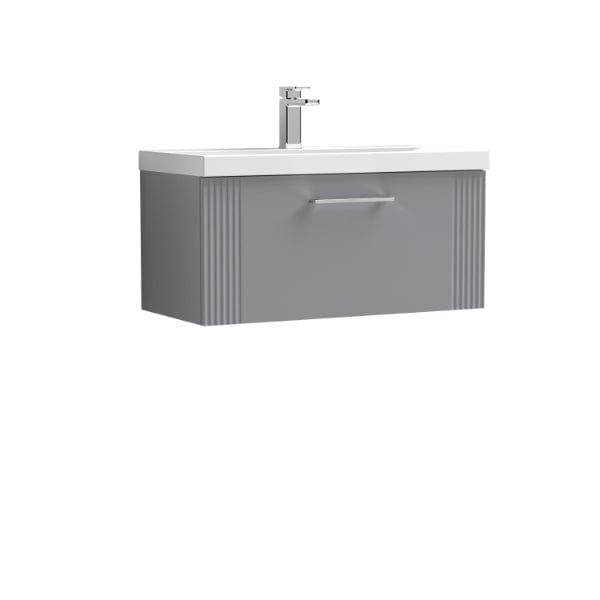 Nuie Wall Hung Vanity Units,Modern Vanity Units,Basins With Wall Hung Vanity Units,Nuie Satin Grey Nuie Deco 1 Drawer Wall Hung Vanity Unit With Basin-3 800mm Wide