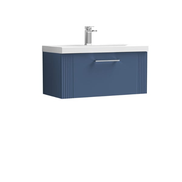 Nuie Wall Hung Vanity Units,Modern Vanity Units,Basins With Wall Hung Vanity Units,Nuie Satin Blue Nuie Deco 1 Drawer Wall Hung Vanity Unit With Basin-3 800mm Wide