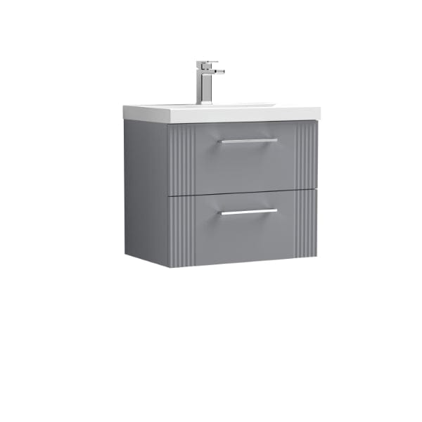 Nuie Wall Hung Vanity Units,Modern Vanity Units,Basins With Wall Hung Vanity Units, Nuie Satin Grey Nuie Deco 2 Drawer Wall Hung Vanity Unit With Basin-4 600mm Wide