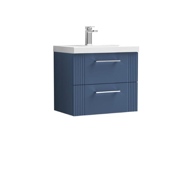 Nuie Wall Hung Vanity Units,Modern Vanity Units,Basins With Wall Hung Vanity Units, Nuie Satin Blue Nuie Deco 2 Drawer Wall Hung Vanity Unit With Basin-4 600mm Wide