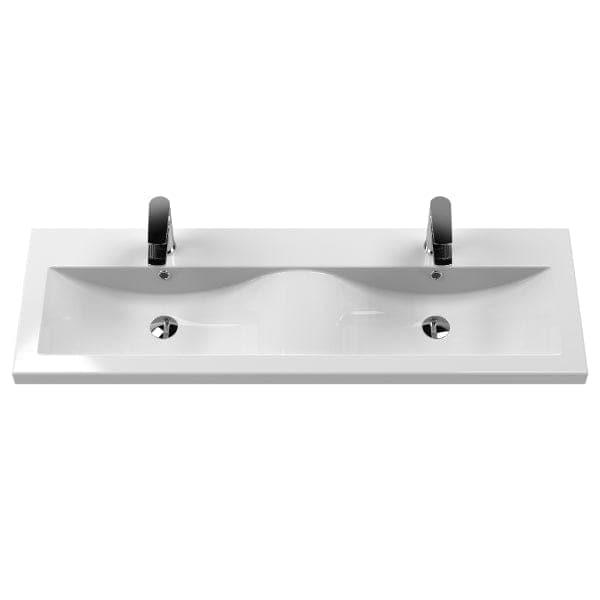 Nuie Wall Hung Vanity Units,Modern Vanity Units,Basins With Wall Hung Vanity Units, Nuie Nuie Deco 2 Drawer Wall Hung Vanity Unit With Double Ceramic Basin 1200mm Wide