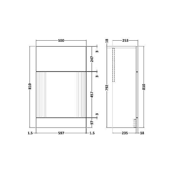 Nuie Deco Back to Wall WC Unit 500mm Wide - Bathroom4Less