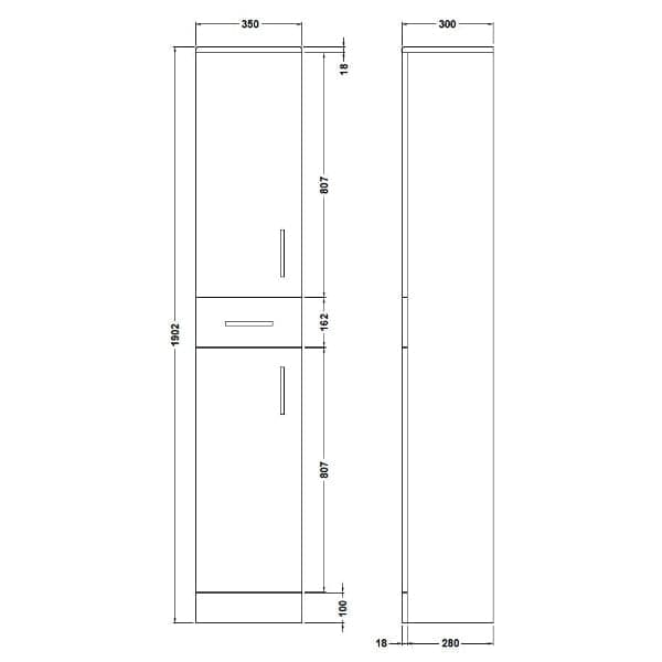 Nuie Floor Standing Vanity Units,Modern Vanity Units,Basins With Floor Standing Vanity Units, Nuie Nuie Mayford 2 Door And 1 Drawer Floorstanding Tall Storage Unit - Gloss White
